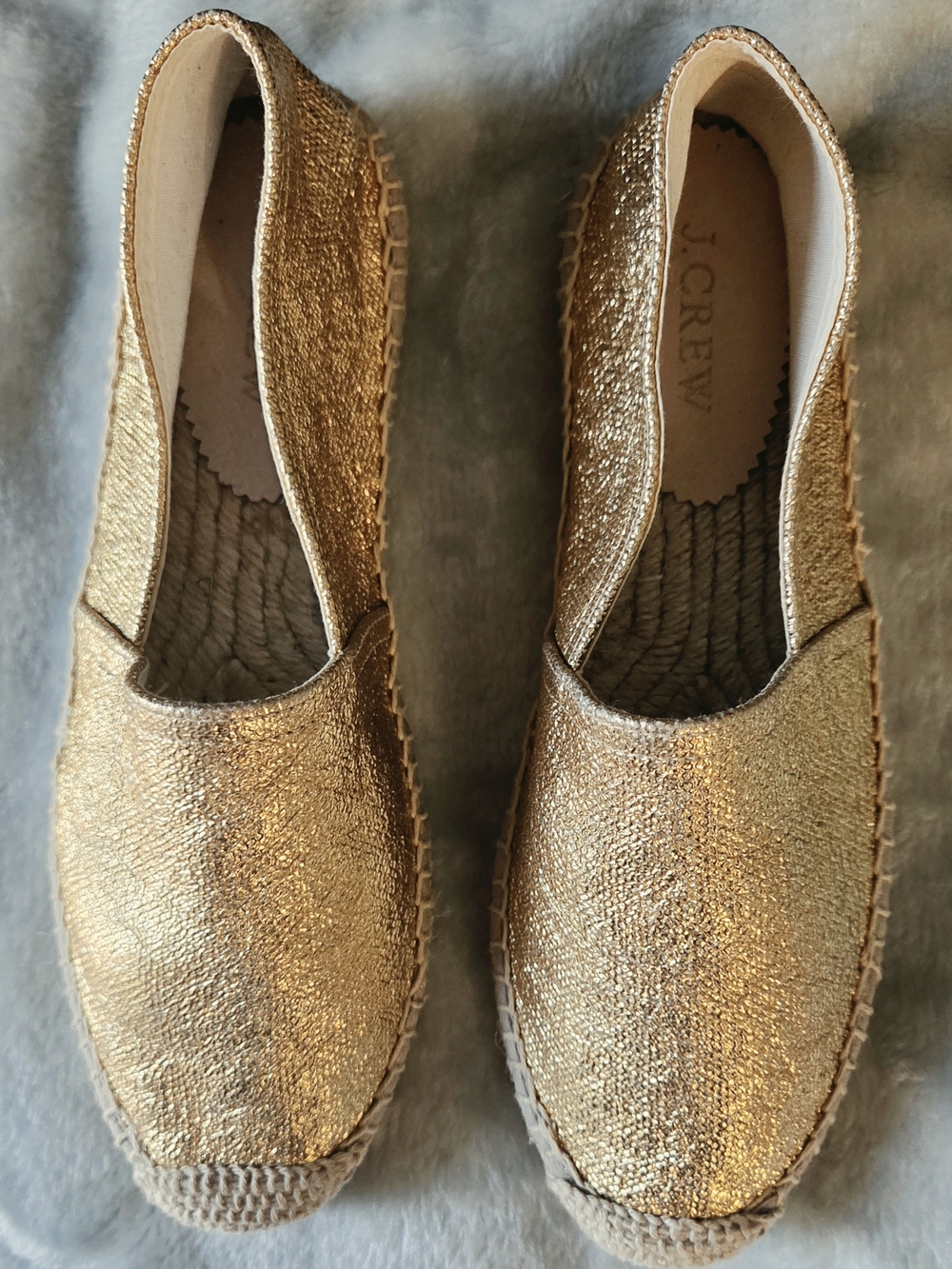 J. Crew Metallic Gold Espadrille Slip-Ons
